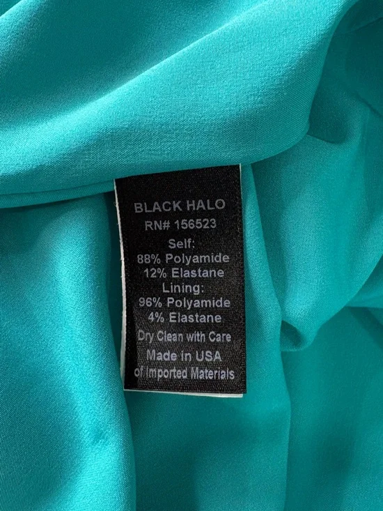 Black Halo Teal Fit & Flare Dress V Neck Cap Sleeve Size 8 USA - Picture 9 of 10
